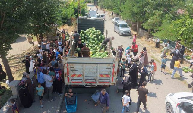 Muş karpuzu 8 mahallede vatandaşlara ücretsiz dağıtıldı