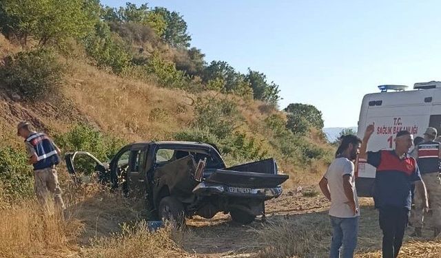 Palu'da kamyonet şarampole yuvarlandı: 2 yaralı