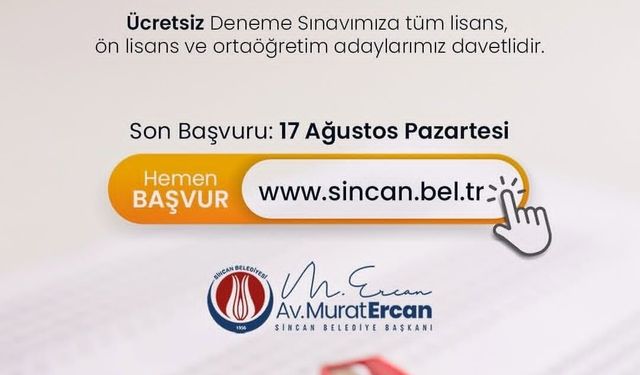 Sincan Belediyesi'nden KPSS adaylarına ücretsiz deneme sınavı