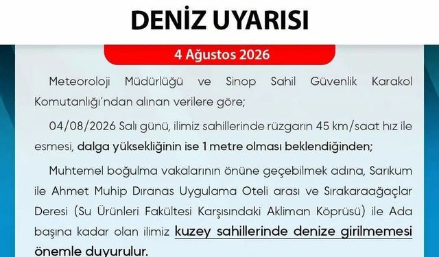 Sinop'ta deniz uyarısı