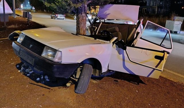 Beyşehir'de TOFAŞ otomobil ağaca çarptı: 1'i ağır 2 yaralı