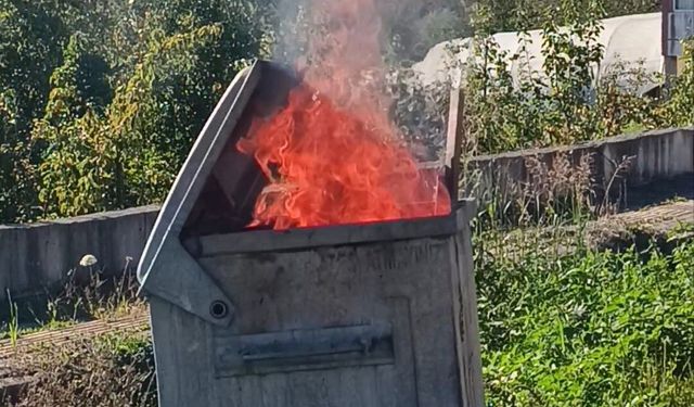 Çöp konteynerinde çıkan yangını mahalleli söndürdü