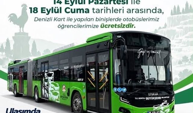 Denizli Büyükşehir otobüsleri öğrenciler için ilk hafta ücretsiz