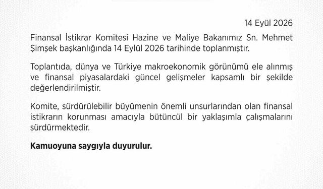Finansal İstikrar Komitesi toplantısı gerçekleştirildi