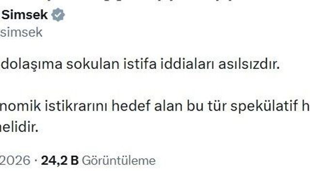 Hazine ve Maliye Bakanı Şimşek: 'Şahsımla ilgili istifa iddiaları asılsızdır'