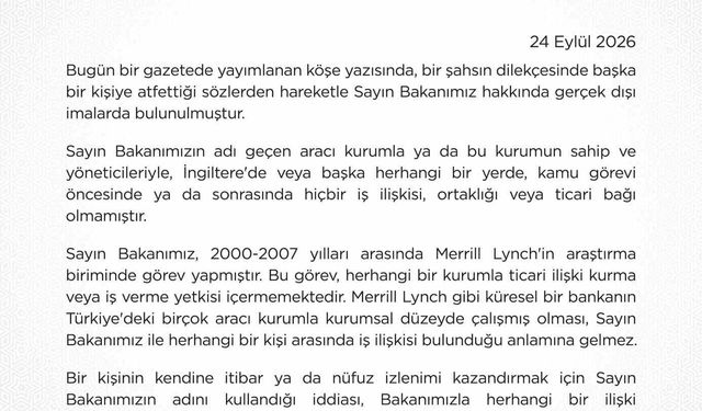 Hazine ve Maliye Bakanlığından Bakan Şimşek hakkındaki iddialara yalanlama