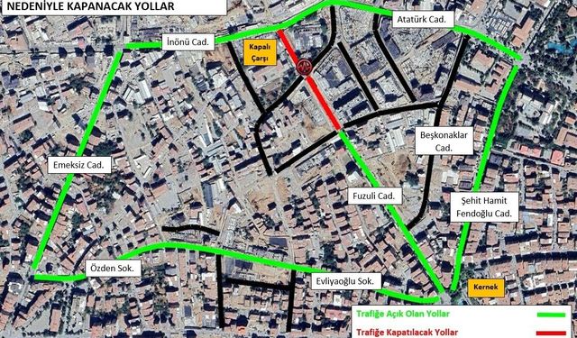 İnönü Caddesi'nden Fuzuli Caddesi'ne giriş kapanıyor