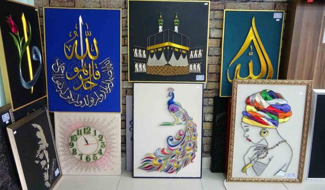 İnternette gördü, merak etti, kendi kendine öğrenip sanat eserleri yaptı