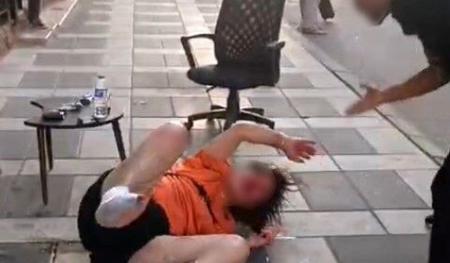 Kilis'te cadde ortasında tekme tokat darp anları kamerada