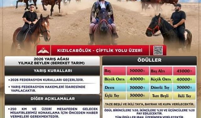 Kızılcabölük'te rahvan at yarışları 4 Ekim'de yapılacak
