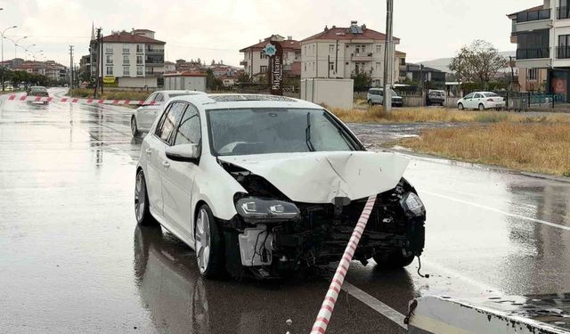 Kontrolden çıkan otomobil önce direği sonra ağacı devirdi: 1 yaralı