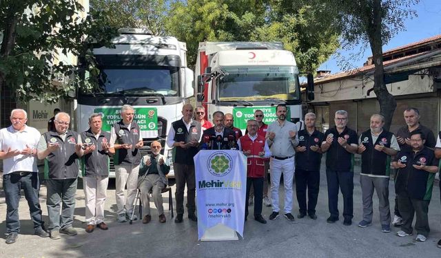 Konya'dan Suriye'ye toplu düğün yardım araçları uğurlandı