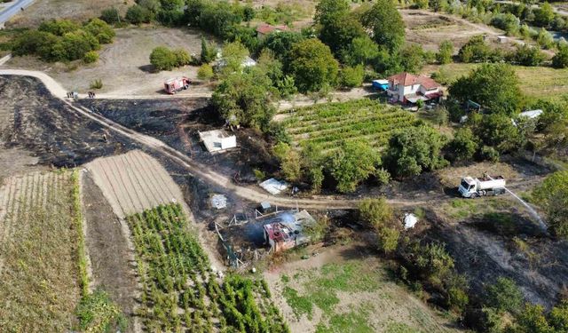Korkutan ot yangını evlere sıçramadan söndürüldü