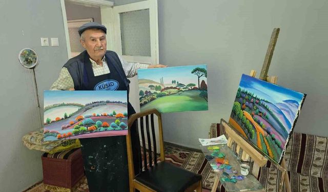Kütahya'da 'çoban ressam' 36 yıldır doğayı tuvale yansıtıyor