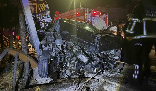 Mardin'de otomobil reklam panosuna çarptı: 3 yaralı