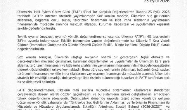MASAK: 'Ülkemiz FATF'in 40 tavsiyesinin 38'ine uyumlu bulunmuştur'