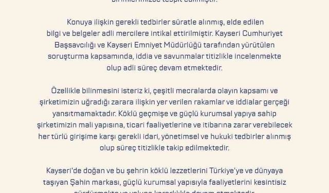 Şahin Sucukları'ndan usulsüzlük iddialarına açıklama: 'Süreç titizlikle takip ediliyor'