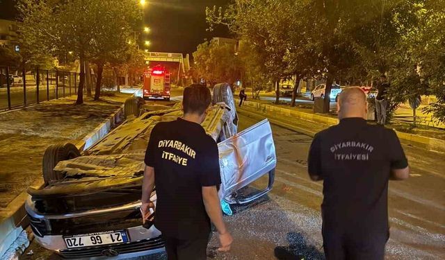 Takla atan otomobilin sürücüsü ağır yaralandı