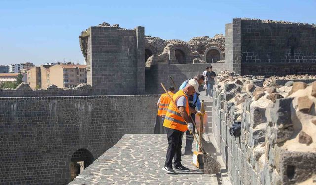 Tarihi Diyarbakır surlarında temizlik çalışması