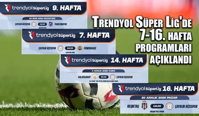 Çaykur Rizespor'un 7-16. hafta programları açıklandı