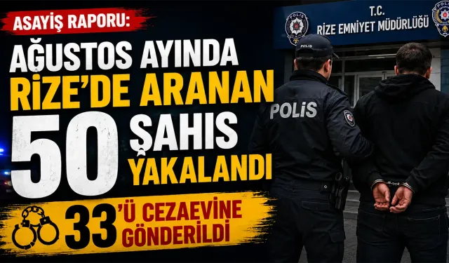Rize’de Aranan 50 Şahıs Yakalandı, 33’ü Cezaevine Gönderildi