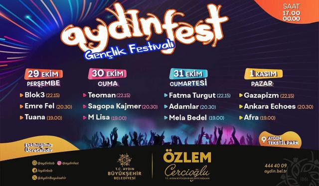 Aydınfest 29 Ekim Perşembe günü başlıyor