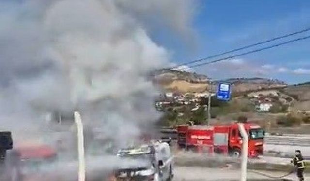 Kastamonu'da park halindeki tanker alev alev yandı