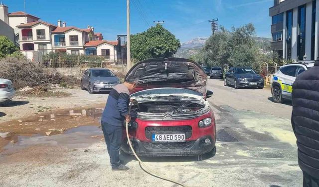 Muğla'da seyir halindeki otomobilde yangın çıktı