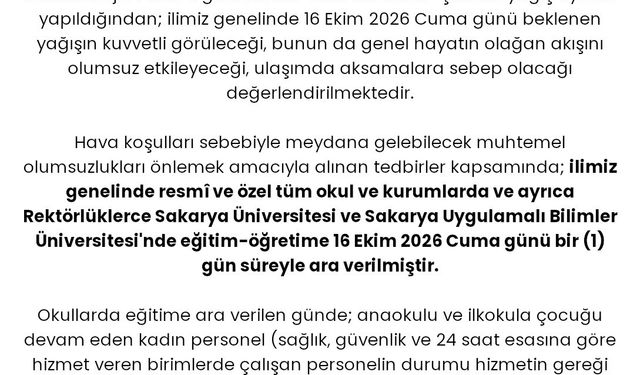 Sel eğitimi yine engelledi, Sakarya'da okullar bir gün daha tatil edildi