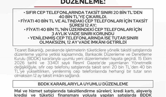 Ticaret Bakanlığı'ndan cep telefonu taksitlerine yeni düzenleme