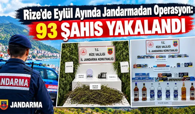 Jandarmanın Rize Eylül ayı blançosu!  93 Şahıs Yakalandı