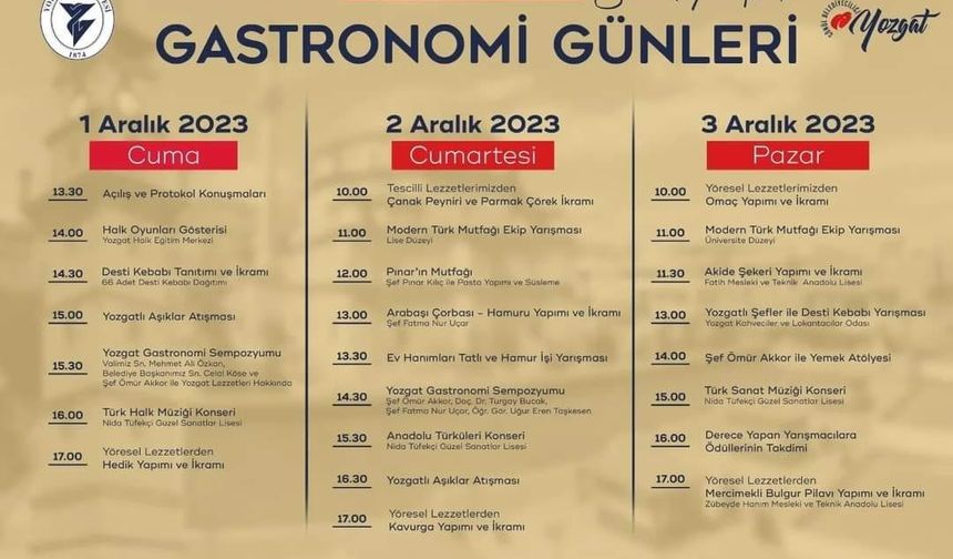 Yozgat’ta Gastronomi Günleri etkinliği düzenlenecek