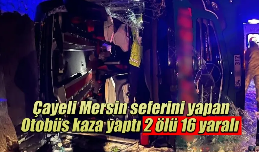 Çayeli Mersin seferini yapan Otobüs kaza yaptı 2 ölü 16 yaralı