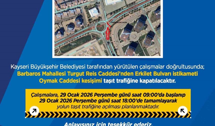 Büyükşehirden sürücülere 'yol çalışması' uyarısı