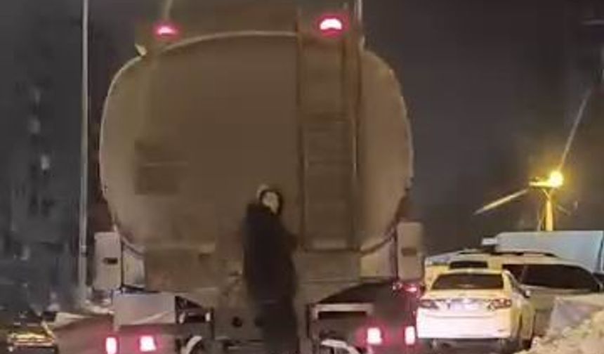 Tanker arkasında tehlikeli yolculuk