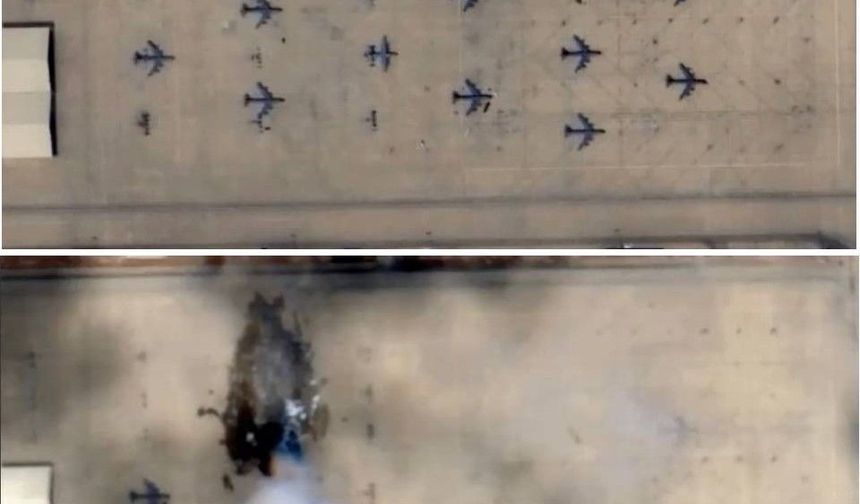 İran'ın Prens Sultan Üssü saldırısında vurulan E-3 Sentry'nin görüntüleri yayımlandı