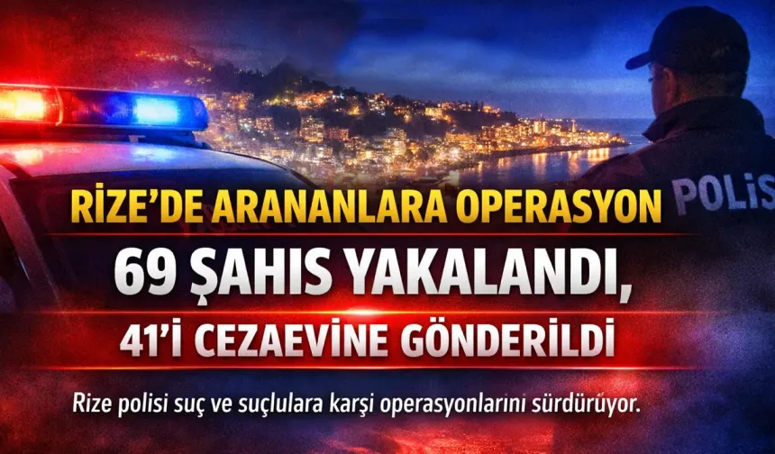 Rize’de Aranan 69 Şahıs Yakalandı, 41’i Cezaevine Gönderildi