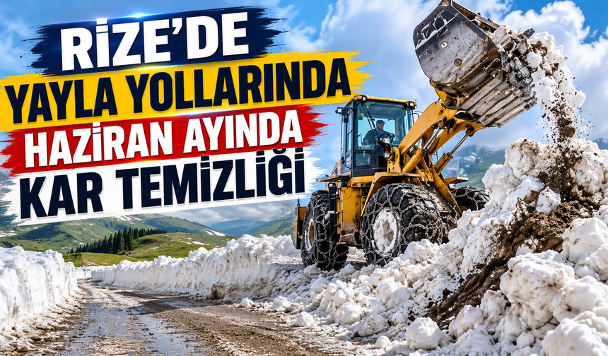 Rize'de yayla yollarında Haziran ayında kar temizliği