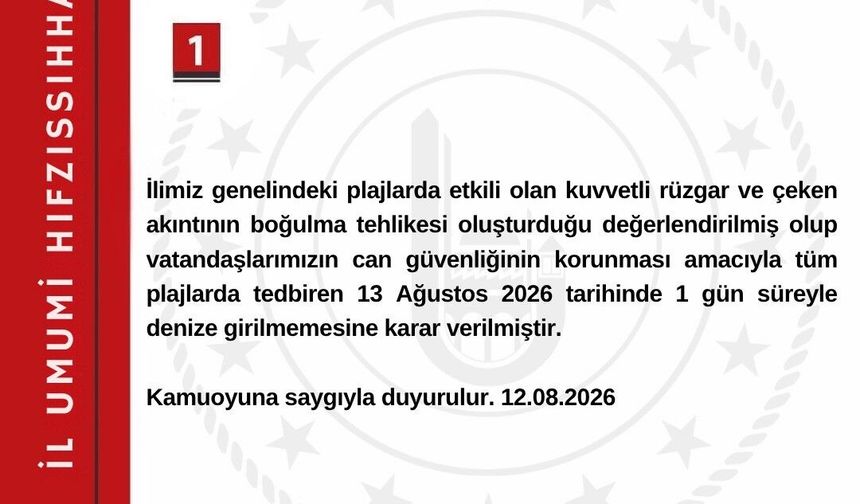 Bartın'da denize girmek yasaklandı