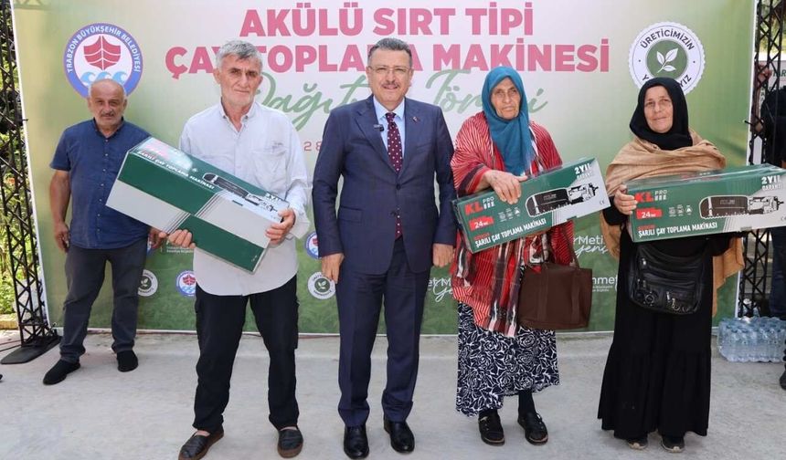 Trabzon'da üreticiye çay toplama makinası dağıtıldı