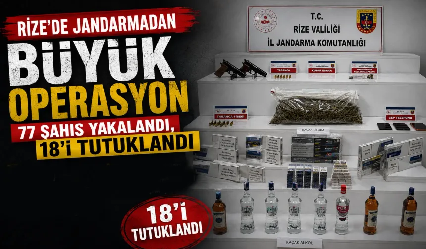 Rize’de Jandarma Operasyonunda 77 Aranan Şahıs Yakalandı