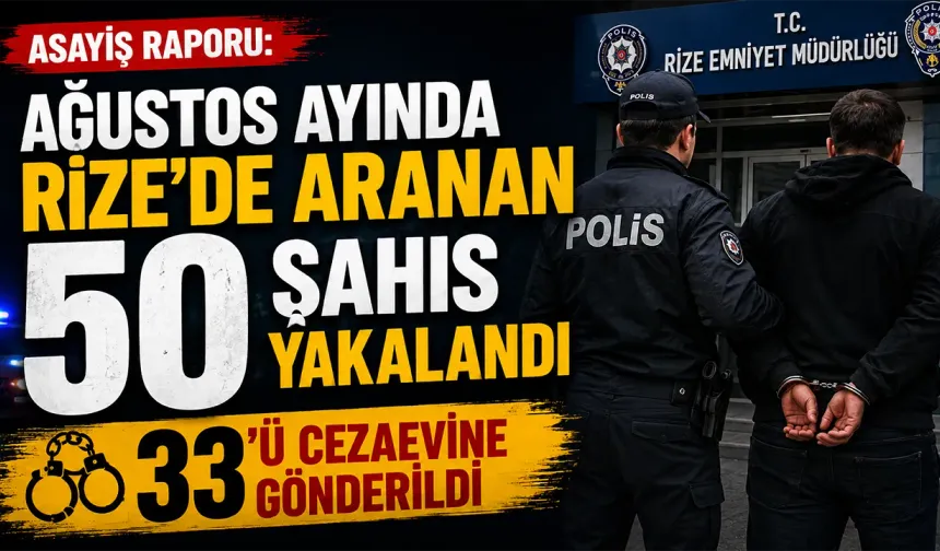 Rize’de Aranan 50 Şahıs Yakalandı, 33’ü Cezaevine Gönderildi