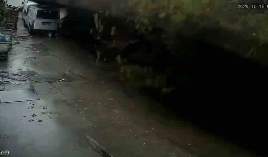 Zonguldak'ta istinat duvarının çöktüğü anlar kamerada: Köpekler telef oldu, 2 araç enkaz altında kaldı