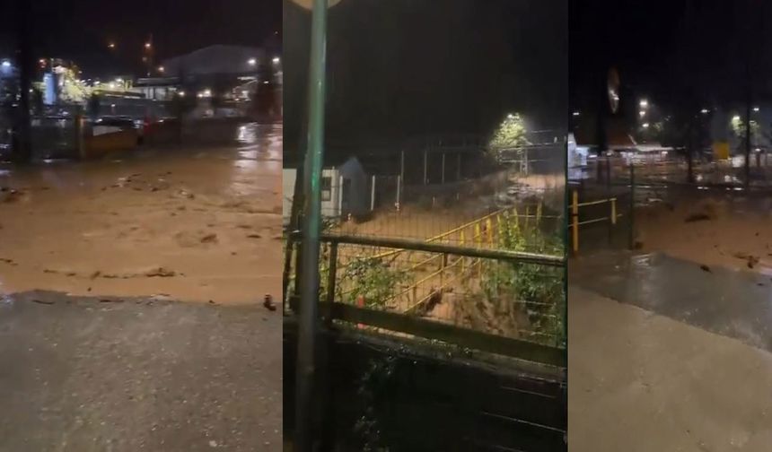 Madenli'de Dere Taştı: Bağlantı Yolu Trafiğe Kapatıldı