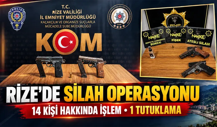 Rize’de 5 Ruhsatsız Tabanca Ele Geçirildi