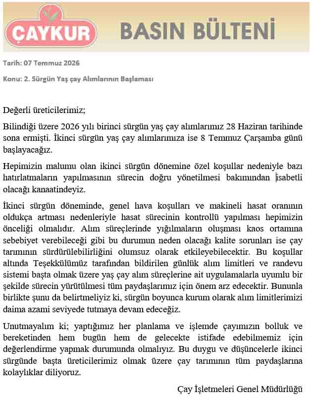 Çaykur 2. Sürgün Çay Kampanyası