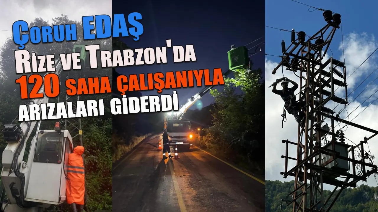 Çoruh EDAŞ, Rize ve Trabzon'da 120 saha çalışanıyla arızaları giderdi