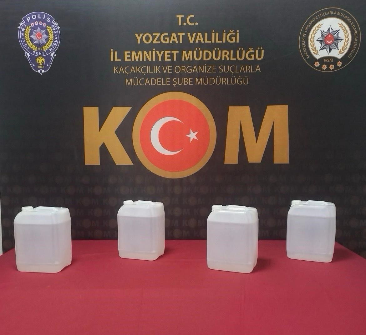 Yozgat'ta 20 litre etil alkol ele geçirildi