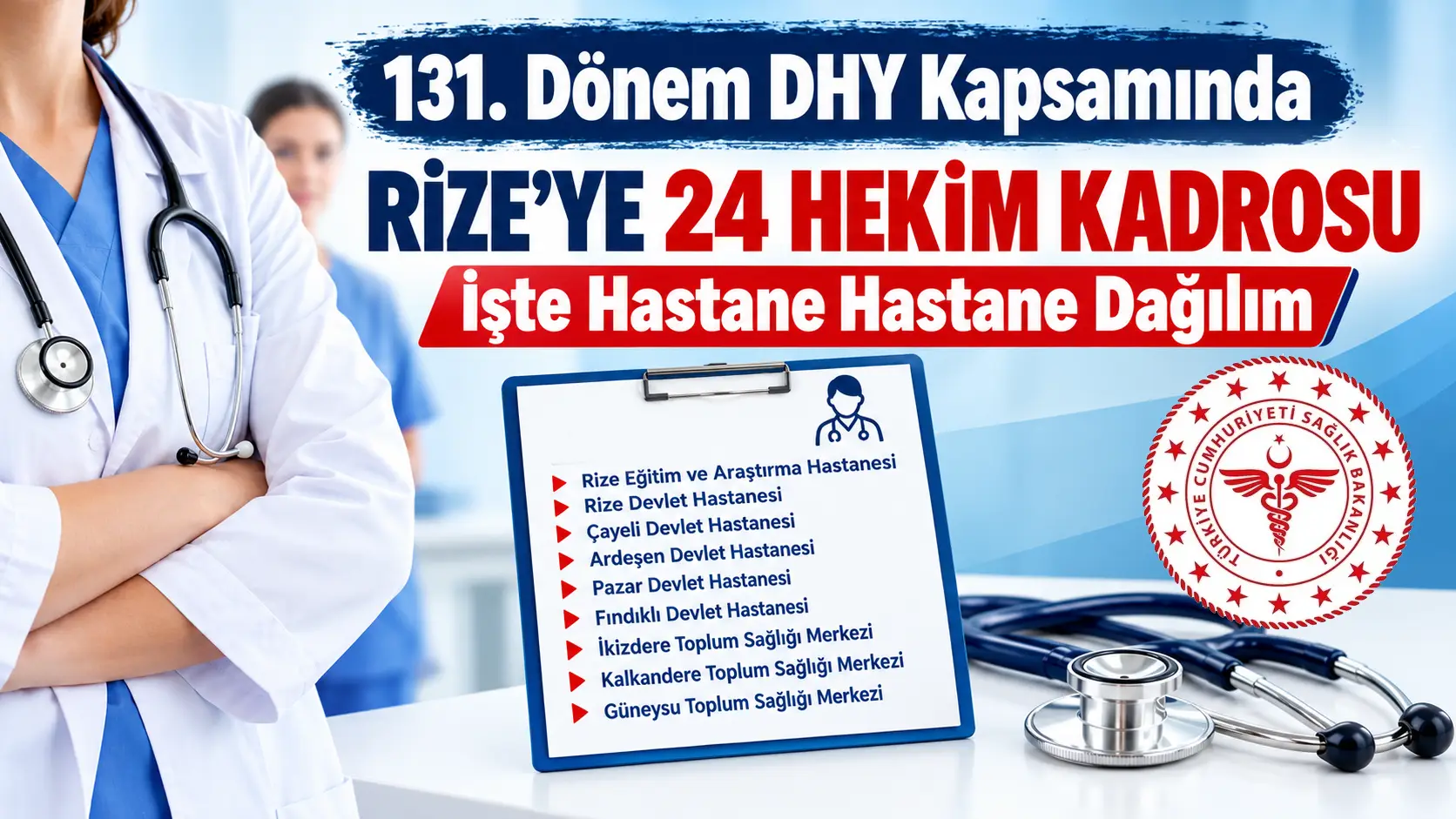 Rize’ye 24 Yeni Hekim Kadrosu: İşte Hastane Hastane Dağılım